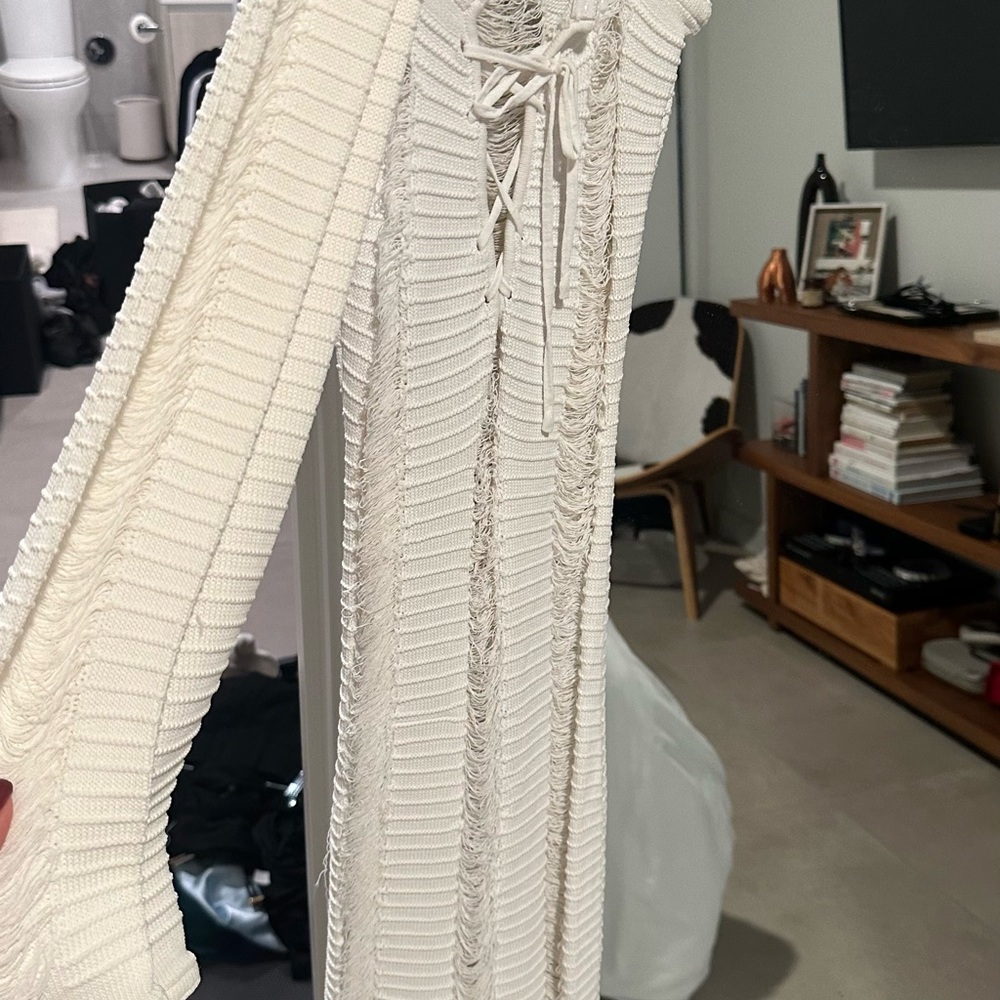WHITE Maniere De Voir Laddere Knit Mini Dress